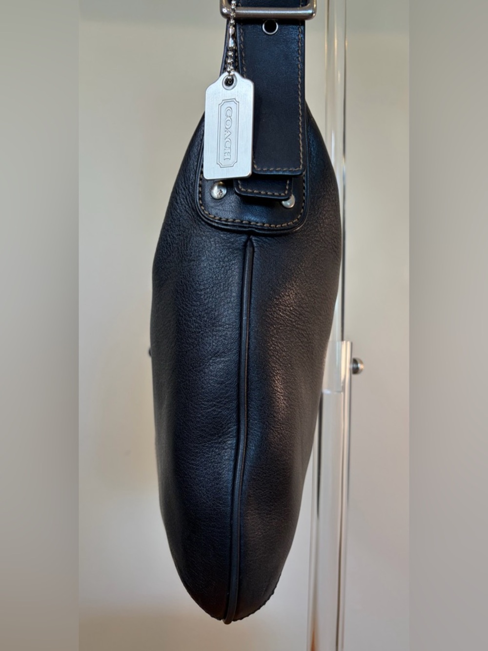 Vintage COACH Metro Hippie Bag Black Leather Slim Hobo Crossbody 6676 EUC - Picture 11 of 17